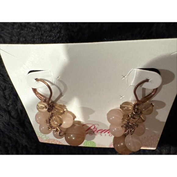 Premier Designs Light Pink Gold Cluster Bead Earrings Dangle 1.5" NEW - Picture 6 of 9